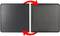 Two interchangeable grill plates, one smooth and one ridged, with red arrows indicating the process of switching between them.
