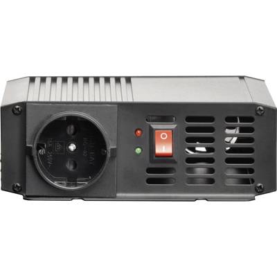 Black power adapter with socket, red rocker switch, and green LED indicator.