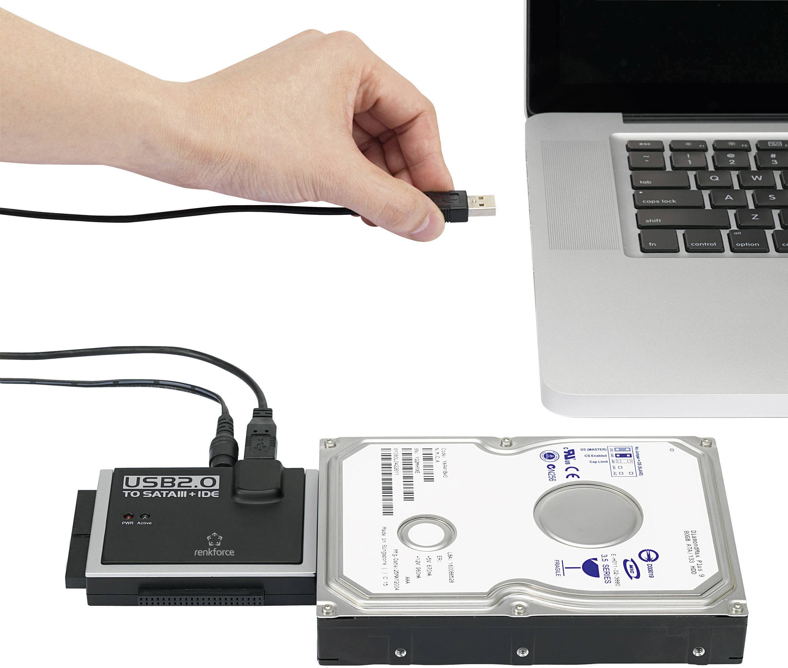 Renkforce USB 2.0 Converter [1x USB connector A - 1x IDE socket 40-pin, IDE socket 44-pin, SATA plug | Conrad.com