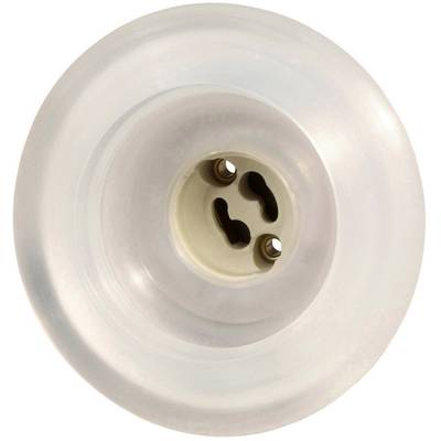 White Bakelite wall socket with two round openings, suitable for older electrical appliances and historic electrical installations.
