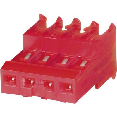 Red plastic connector with three slots, primarily used for electrical connections in electronic devices.
