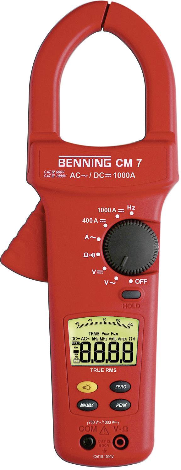 Benning CM 7 Clamp meter, Handheld multimeter Digital CAT IV 600 V Display (counts): 4000