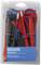 The image shows a set of measuring accessories by the brand BENNING, comprising insulated test probes in red and black, housed in a plastic packaging.