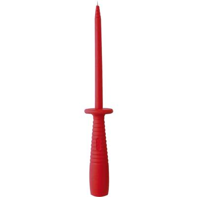 A red insulated test probe with a pointed tip, commonly used in electronics for safely measuring electrical circuits.