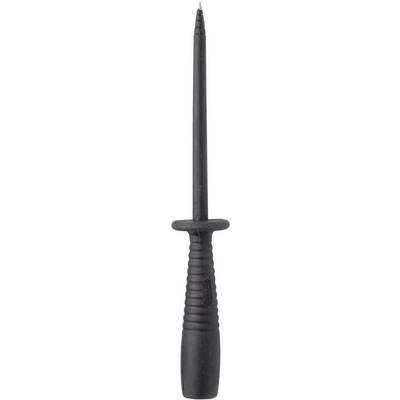 A black test probe attachment for electrical measurements, with a knurled handle and a narrow, pointed tip for precise application.