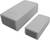 Two rectangular, grey plastic enclosures of different sizes positioned side by side, likely for electronic devices or components.