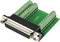 A DB25 socket PCB with screw terminals, designed for connecting wires and cables to a parallel computer port.