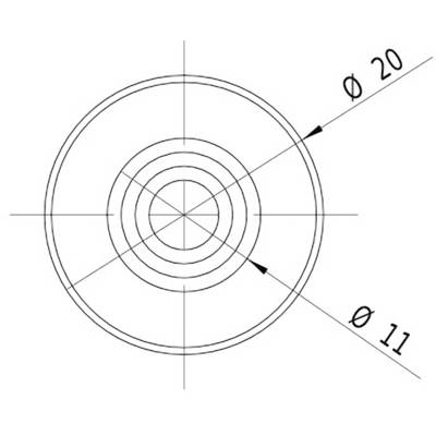 Schematic drawing of a circle with concentric circles. Outer diameter Ø 20, inner diameter Ø 11, with dimension lines.