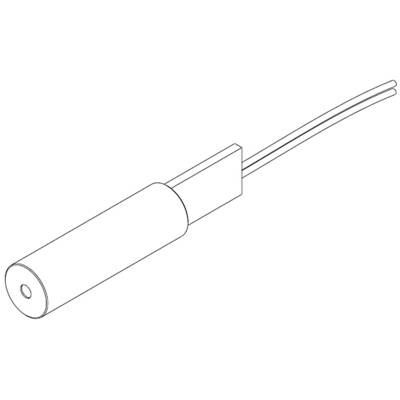 'Sketch of a cylindrical electrical sensor with two outgoing wires.'