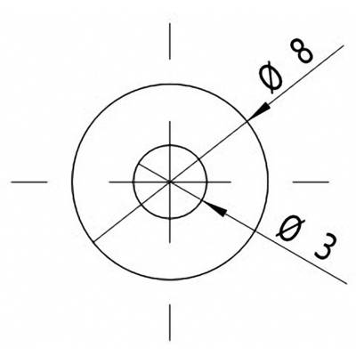 Technical drawing of a circle with two diameter specifications: 'Ø 8' and 'Ø 3', indicating different circles.