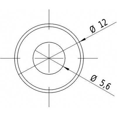 Technical drawing of a circle with two diameters: inner circle Ø 5.6 and outer circle Ø 12, both marked with arrows.
