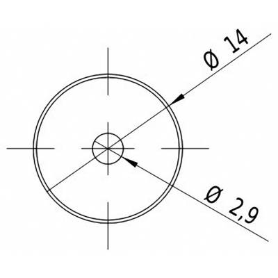 Construction drawing of a circle with a diameter of 14 and an inner circle diameter of 2.9.
