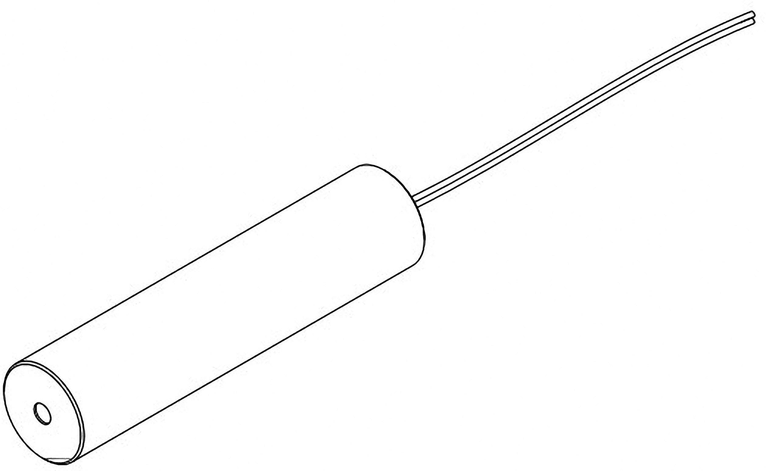 Illustration of a cylindrical sensor with cable connection on one side.