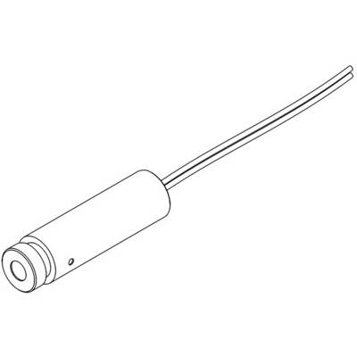 Drawing of a cylindrical sensor with two protruding cables on one side.