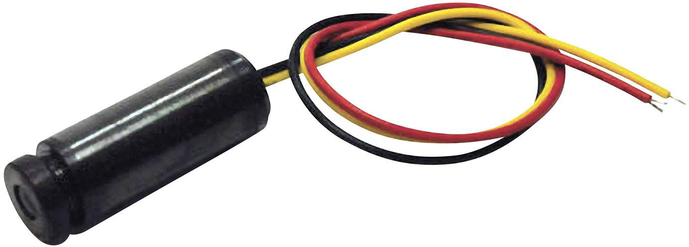 Small cylindrical camera with three cables in black, red and yellow for connection, likely for surveillance or DIY projects.