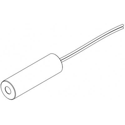Long-cylinder sensor with two protruding wires; typical design for electrical device applications.