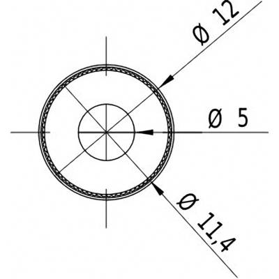Technical drawing of a circle with a central hole. Outer ring Ø 12, Inner ring Ø 11.4, Central hole Ø 5. Lines mark diameters.