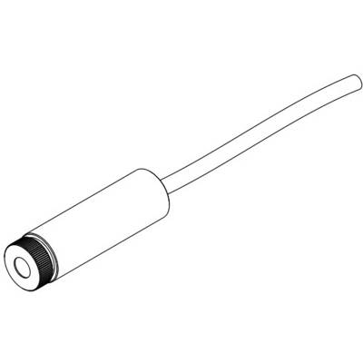 Black and white drawing of a cylindrical plug with cable.