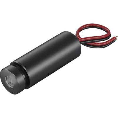 A cylindrical, black electric motor with two protruding, insulated wires in red and black for power supply.