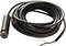 A long, black cable with exposed wires at one end and a cylindrical plug at the other end.