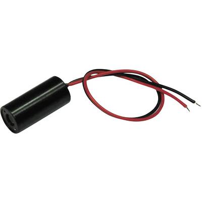 A cylindrical black sensor with red and black cables for power supply or signal transmission. Suitable for technical applications.