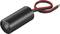 Small cylindrical black sensor with two cables, red and black, suitable for electronic applications and signal transmissions.