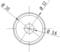 Drawing of a circle with three diameters: Ø 10, Ø 12 and Ø 3.6. Central concentric circles with markings for dimensions.