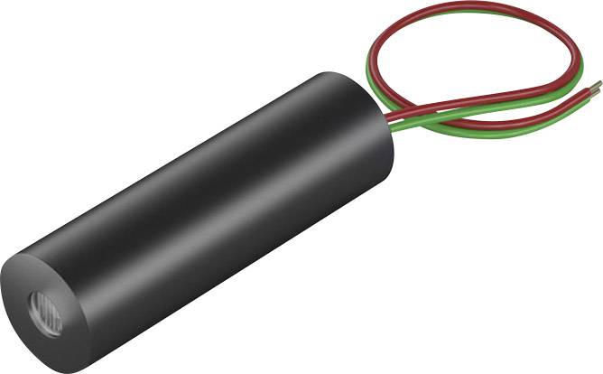 Cylindrical black battery with red and green cables protruding from one end.