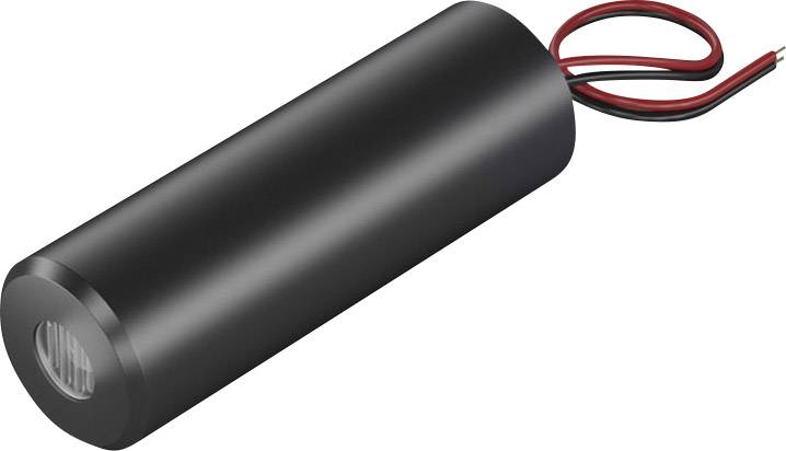 Cylindrical black battery with two wires at the end.
