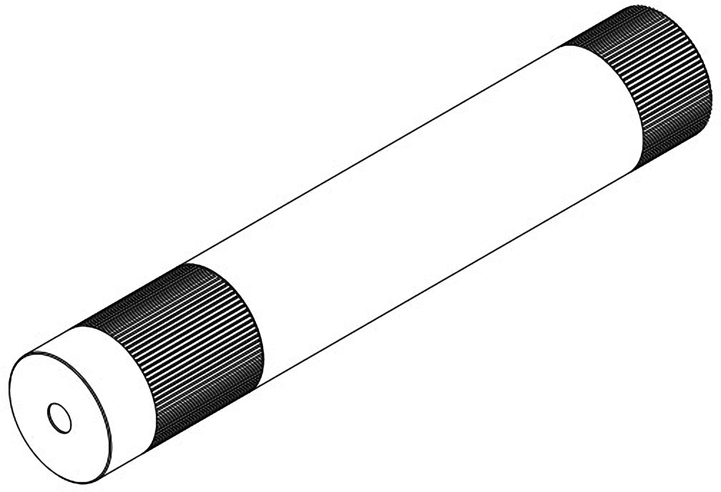 White cylindrical rod with ribbed black ends.<br><br>Note: In this case, the translation is very close to the original German text, as the technical description translates quite directly to English.
