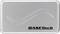 Silver hard drive enclosure with BASEtech logo in the bottom right, curved line on the surface as a design element.