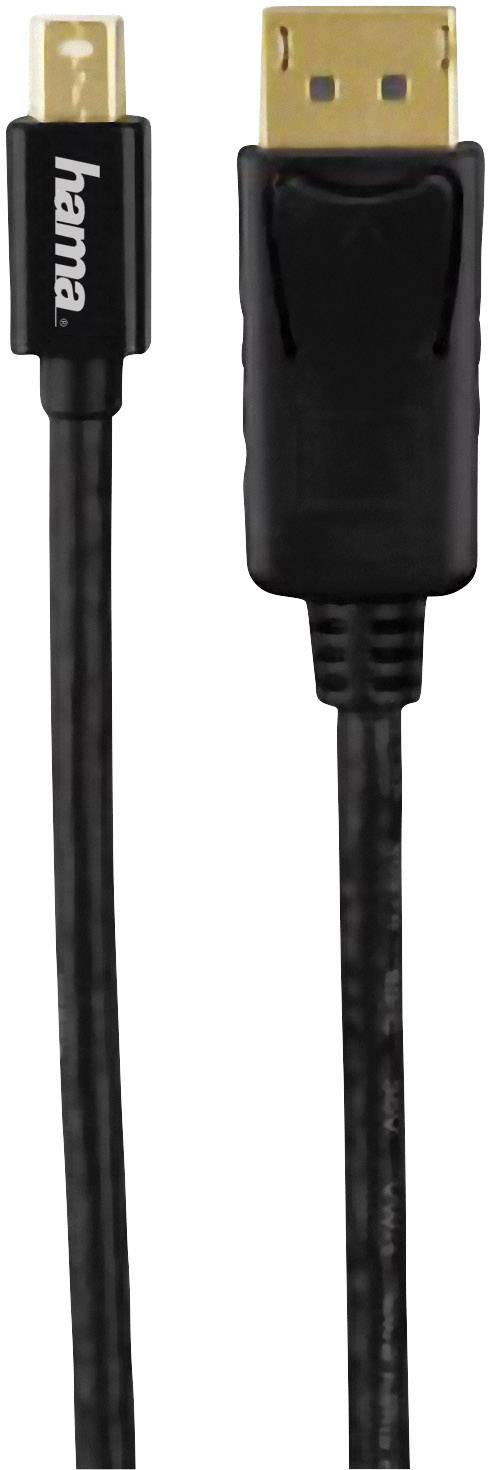 Hama Mini DisplayPort / DisplayPort Adapter cable Mini DisplayPort plug, DisplayPort plug 1.80 m Black 54563 Shielded Di-4