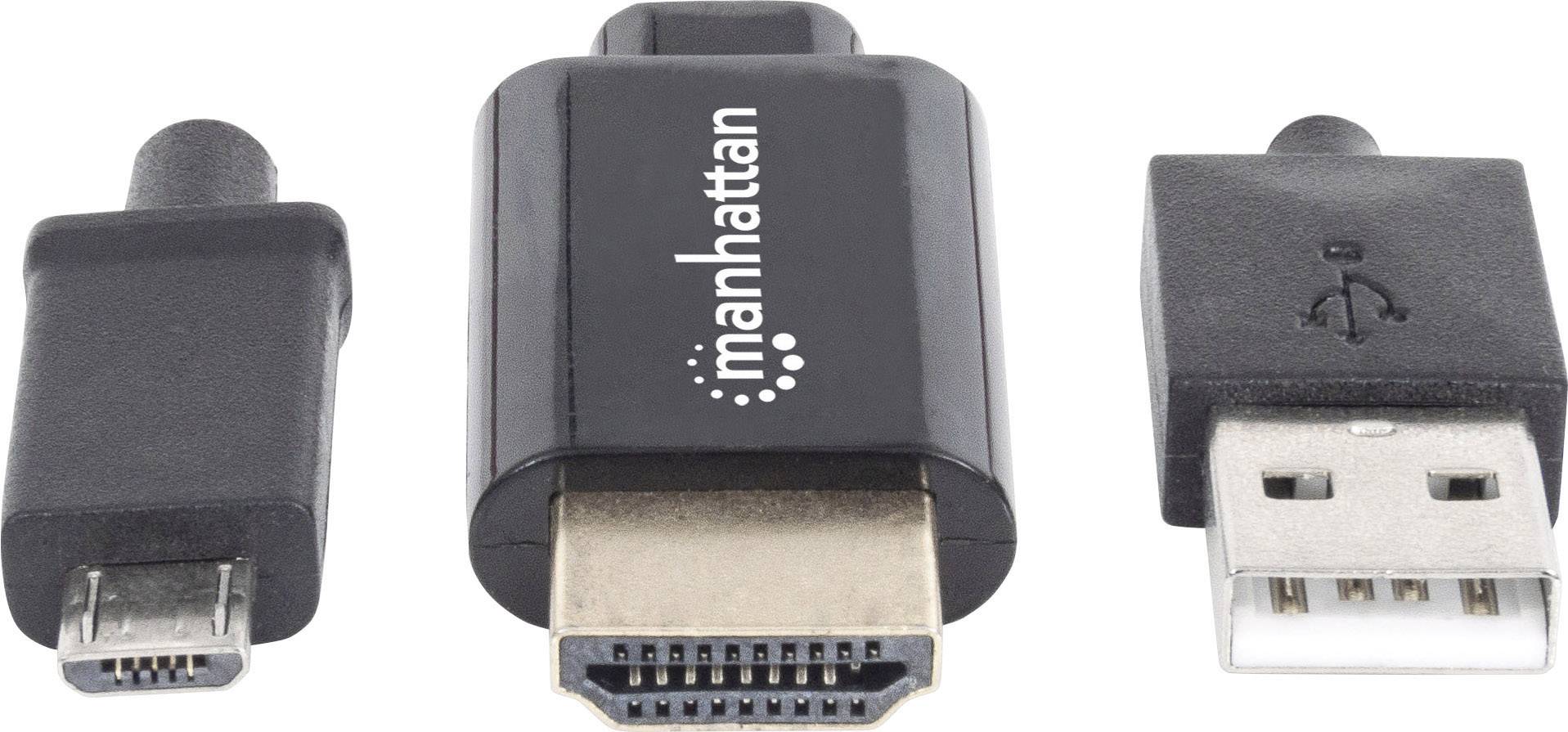 Manhattan USB / HDMI Cable 1.50 m 151498 Black [1x USB 2.0 connector ...