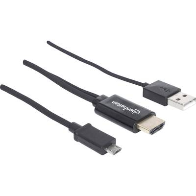 Manhattan USB / HDMI Cable  1.50 m Black 151498  