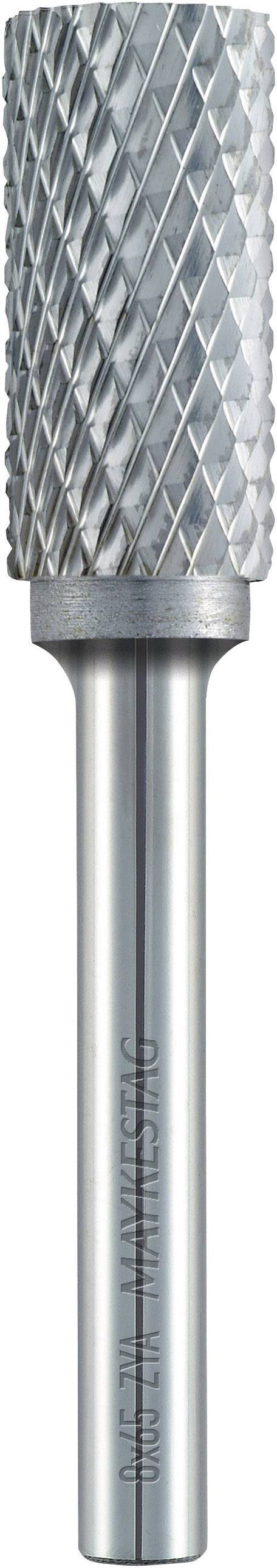 A cylindrical milling tool with a fluted surface and a long shank, suitable for metalworking and precision milling.
