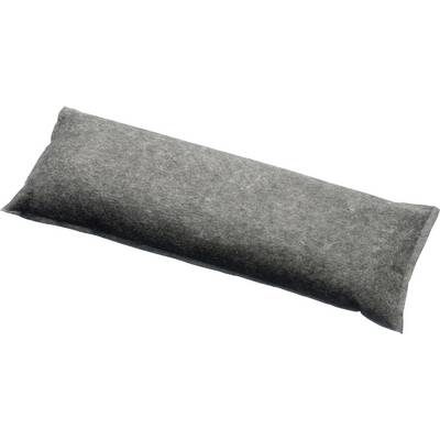 Oblong, grey cushion made of felt material, lying flat.