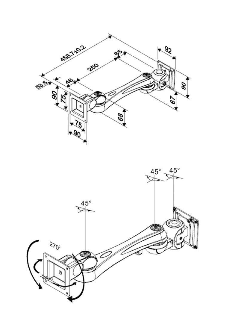 Neomounts Monitor wall mount FPMA-W920 1 Display(s) 25,4 cm (10") - 76,2 cm (30") Silver Tiltable, Swivelling-2