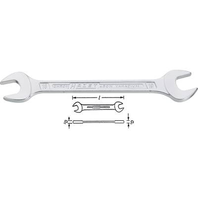 A chrome vanadium double-ended spanner with 18 mm sizes. Below is a technical drawing of the spanner.