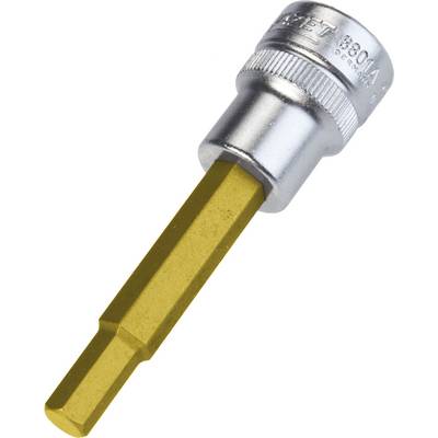 A spanner with a hexagonal, gold-plated bit and a metallic handle.