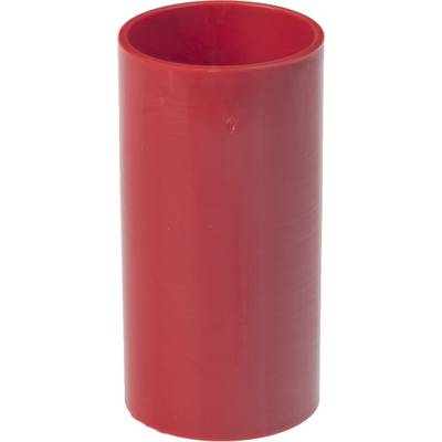 Red, cylindrical plastic cup, standing upright, with no visible patterns or details.