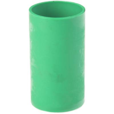 A green plastic cylinder, standing and empty, on a white background.