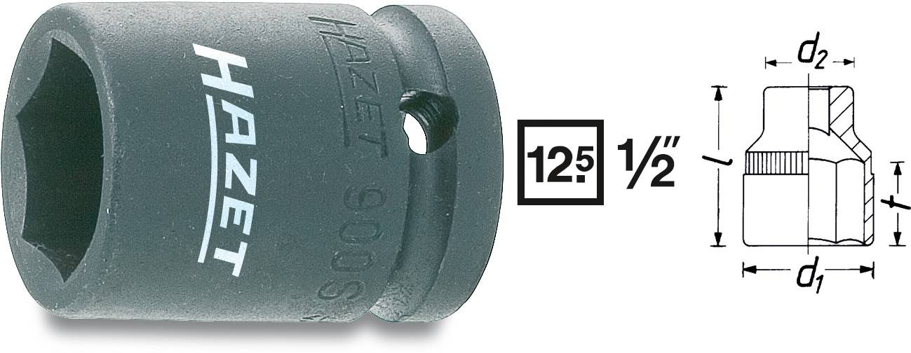 6-Point Hollow 12.5mm Hexagon 24 Impact Socket 1/2" Hazet 900S-24 