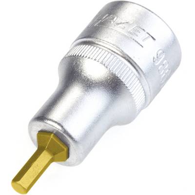 Short socket extension with a hexagonal, gold-coloured end, suitable for specific screw-related tasks.
