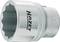 Close-up of a silver Hazet socket wrench with a twelve-sided bolt, metallic finish, ideal for mechanical work.
