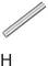 A silver metal rod lies at an angle. Beneath it is the letter 'H'.