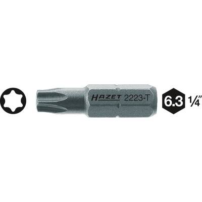 'Torx bit by Hazet, model number 2223-T, with a size of 6.3 mm (1/4 inch).'