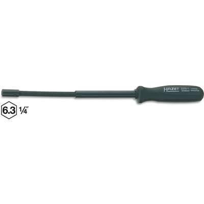 Screwdriver with flexible shaft, handle marked 'HAZET 2265-5 Germany'. Size: 6.3 1/4 inch.