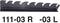 Metal blade with serrated edge, with the number '111-03 R -03 L'. Primarily designed as a spare part or accessory.