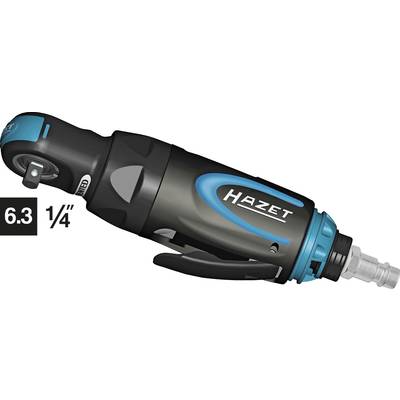 Hazet pneumatic impact driver in blue and black. Display reading '6.3, 1/4 inch'. Suitable for screw work in the workshop.