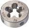 'Round metal threading die with engraving "M10" for thread cutting, top view.'